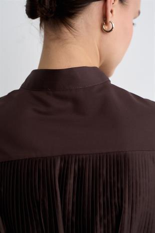 AKORDİYON POPLİN GÖMLEK ACI KAHVE