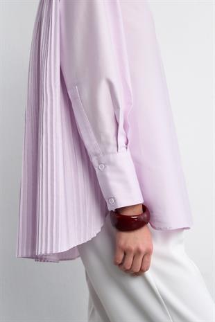 AKORDİYON POPLİN GÖMLEK LİLA