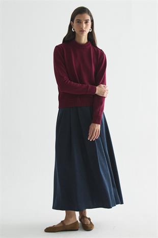 APOLET DETAYLI MERSERİZE TRİKO KAZAK BORDO