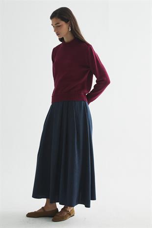 APOLET DETAYLI MERSERİZE TRİKO KAZAK BORDO