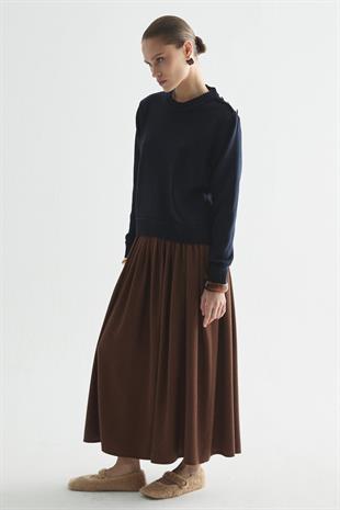 APOLET DETAYLI MERSERİZE TRİKO KAZAK LACİVERT