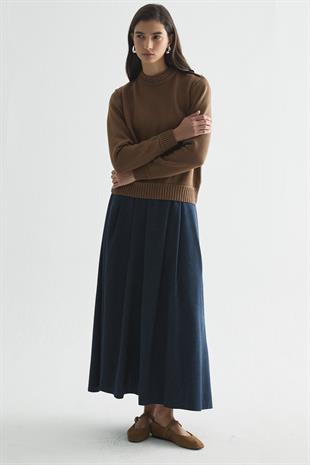 APOLET DETAYLI MERSERİZE TRİKO KAZAK TÜTÜN