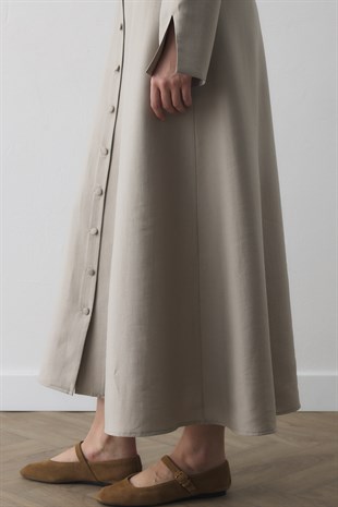 ARKASI İPLİ PARÇALI ELBİSE TAŞ