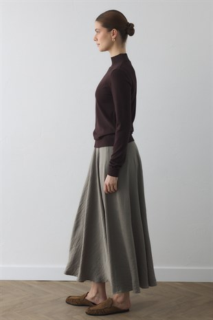 BALIKÇI YAKA BASIC TRİKO ACI KAHVE