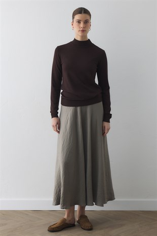 BALIKÇI YAKA BASIC TRİKO ACI KAHVE