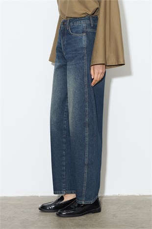 Barrel Fit Denim Pantolon Lacivert