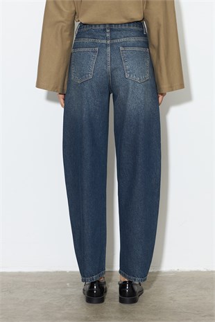 Barrel Fit Denim Pantolon Lacivert