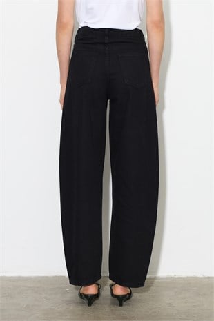 Barrel Fit Denim Pantolon Siyah