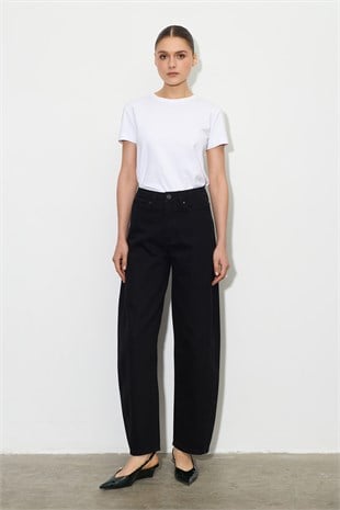 Barrel Fit Denim Pantolon Siyah