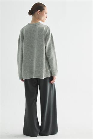 BEBE YAKA BASIC KAZAK AÇIK GRİ