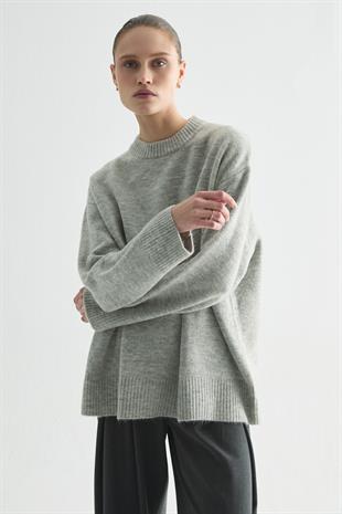 BEBE YAKA BASIC KAZAK AÇIK GRİ