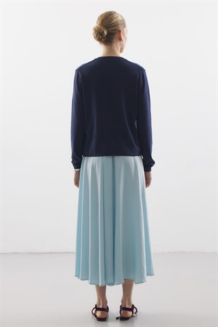 BEL İPLİ MERSERİZE TRİKO HIRKA LACİVERT