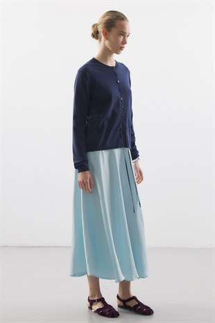 BEL İPLİ MERSERİZE TRİKO HIRKA LACİVERT