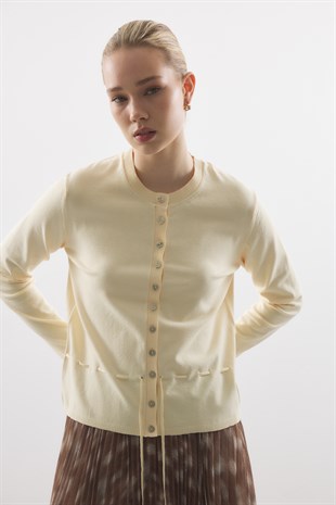BEL İPLİ MERSERİZE TRİKO HIRKA SARI