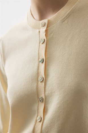 BEL İPLİ MERSERİZE TRİKO HIRKA SARI