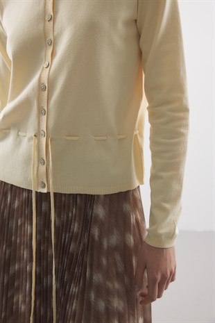 BEL İPLİ MERSERİZE TRİKO HIRKA SARI