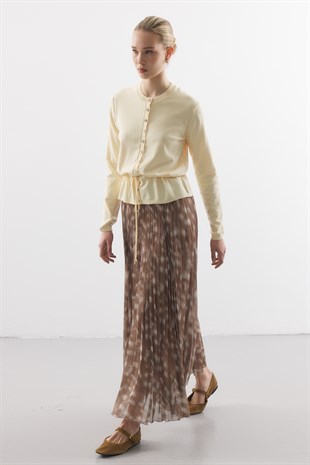 BEL İPLİ MERSERİZE TRİKO HIRKA SARI