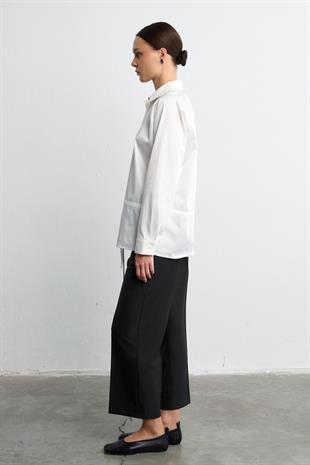 BELİ BAĞLAMALI GÖMLEK EKRU