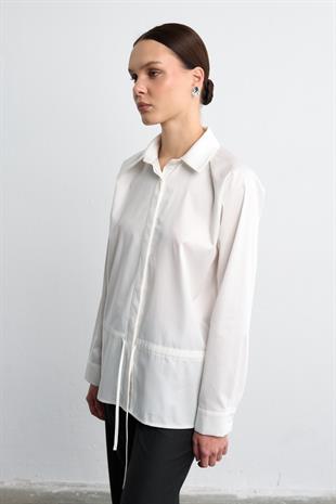 BELİ BAĞLAMALI GÖMLEK EKRU