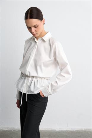 BELİ BAĞLAMALI GÖMLEK EKRU