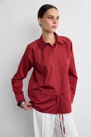 BELİ BAĞLAMALI GÖMLEK KIRMIZI