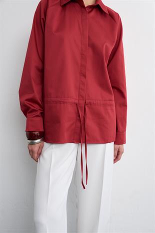 BELİ BAĞLAMALI GÖMLEK KIRMIZI