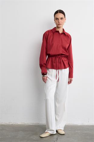BELİ BAĞLAMALI GÖMLEK KIRMIZI