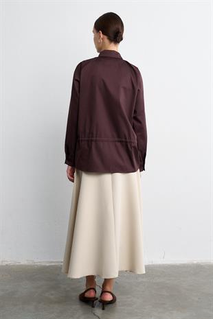 BELİ BAĞLAMALI GÖMLEK KIZIL KAHVE