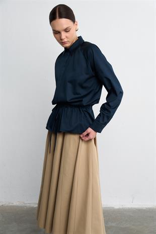 BELİ BAĞLAMALI GÖMLEK LACİVERT