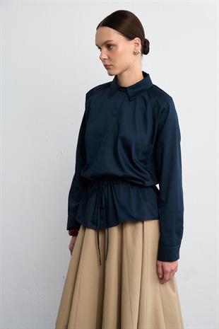 BELİ BAĞLAMALI GÖMLEK LACİVERT