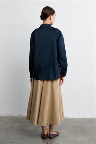 BELİ BAĞLAMALI GÖMLEK LACİVERT