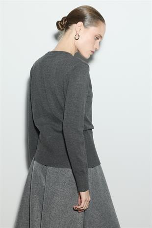 BELİ OTURTMALI TRİKO HIRKA ANTRASİT