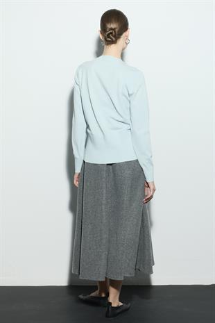 BELİ OTURTMALI TRİKO HIRKA BEBE MAVİSİ