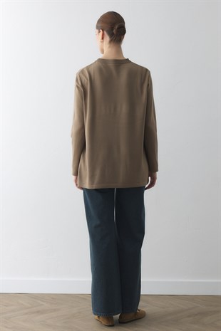 BİSİKLET YAKA TRİKO TUNİK VİZON