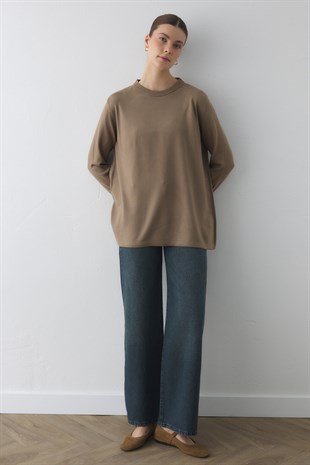 BİSİKLET YAKA TRİKO TUNİK VİZON