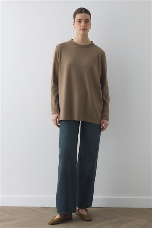 BİSİKLET YAKA TRİKO TUNİK VİZON