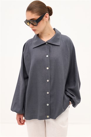 BLEND KETEN BOMBER GÖMLEK ANTRASİT
