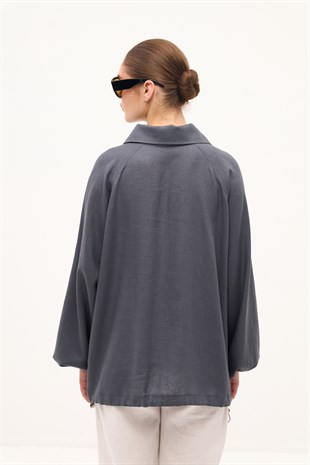 BLEND KETEN BOMBER GÖMLEK ANTRASİT