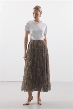 BLOOM PİLİSELİ ETEK FLORAL