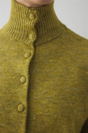 BRİT DÜĞMELİ DİK YAKA HIRKA YEŞİL