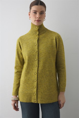 BRİT DÜĞMELİ DİK YAKA HIRKA YEŞİL