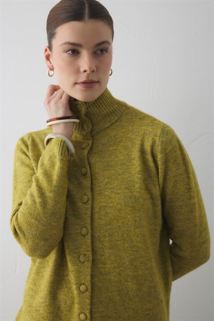 BRİT DÜĞMELİ DİK YAKA HIRKA YEŞİL