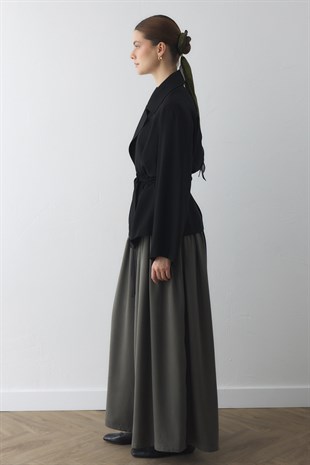 CEKET YAKA KREP KİMONO SİYAH