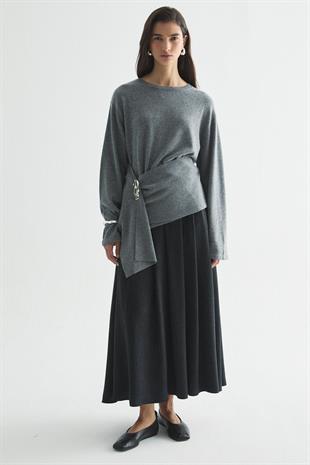 CHARM WRAP TRİKO BLUZ GRİ