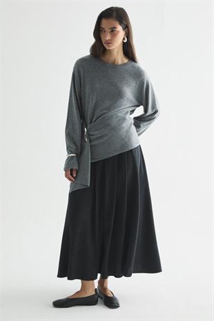 CHARM WRAP TRİKO BLUZ GRİ