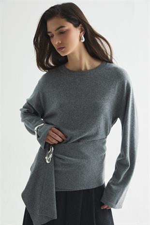 CHARM WRAP TRİKO BLUZ GRİ