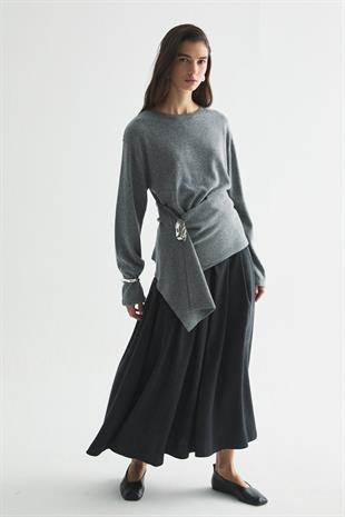 CHARM WRAP TRİKO BLUZ GRİ