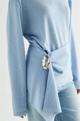 CHARM WRAP TRİKO BLUZ MAVİ