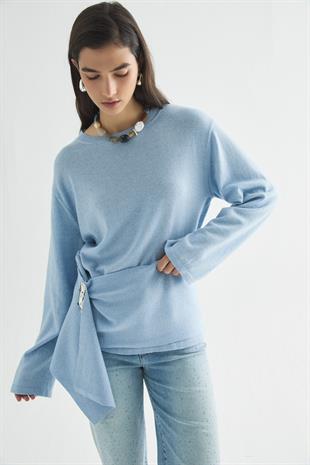 CHARM WRAP TRİKO BLUZ MAVİ