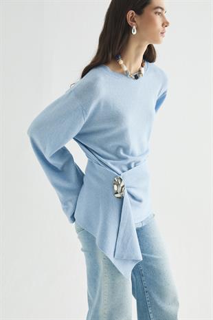 CHARM WRAP TRİKO BLUZ MAVİ
